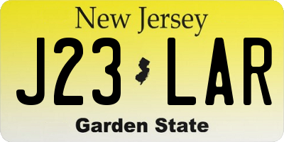 NJ license plate J23LAR