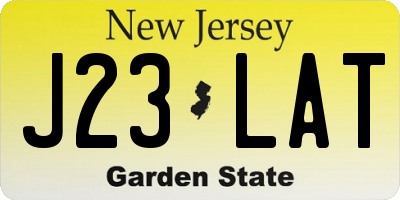 NJ license plate J23LAT