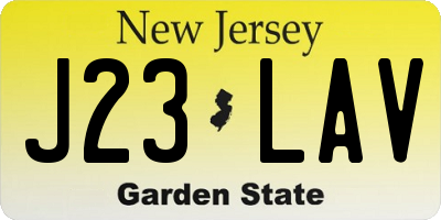 NJ license plate J23LAV