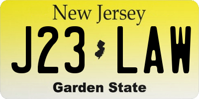 NJ license plate J23LAW