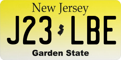 NJ license plate J23LBE