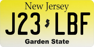 NJ license plate J23LBF