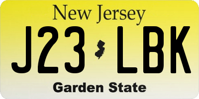NJ license plate J23LBK