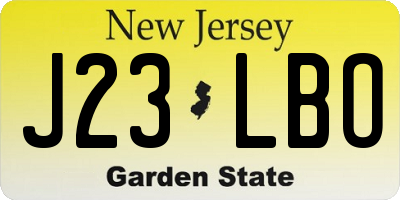 NJ license plate J23LBO