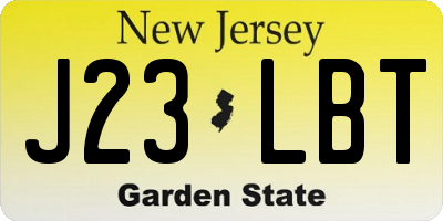 NJ license plate J23LBT