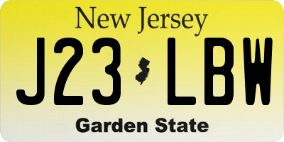 NJ license plate J23LBW
