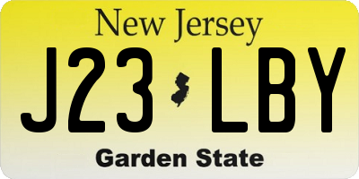 NJ license plate J23LBY