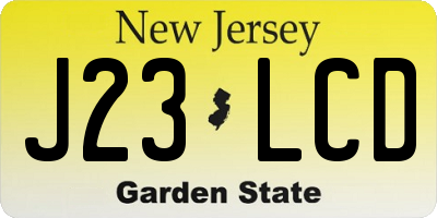 NJ license plate J23LCD