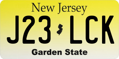 NJ license plate J23LCK