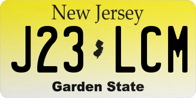 NJ license plate J23LCM