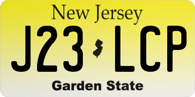 NJ license plate J23LCP