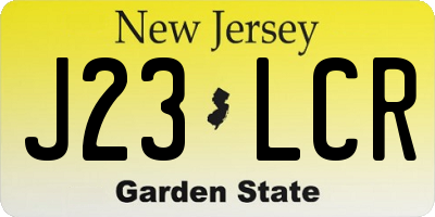 NJ license plate J23LCR