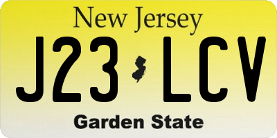 NJ license plate J23LCV