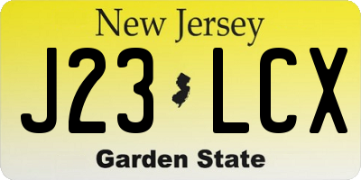 NJ license plate J23LCX