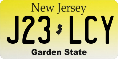 NJ license plate J23LCY