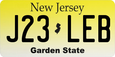 NJ license plate J23LEB