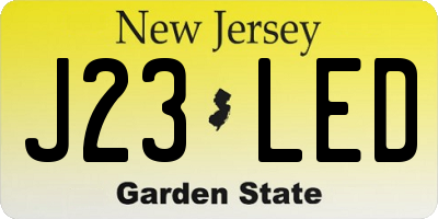NJ license plate J23LED