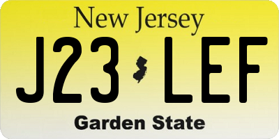 NJ license plate J23LEF
