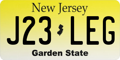 NJ license plate J23LEG