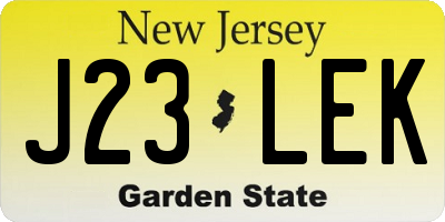NJ license plate J23LEK