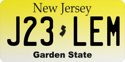 NJ license plate J23LEM
