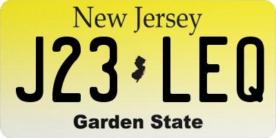 NJ license plate J23LEQ