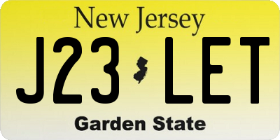 NJ license plate J23LET
