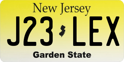 NJ license plate J23LEX