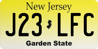 NJ license plate J23LFC