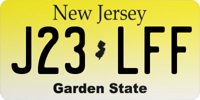 NJ license plate J23LFF