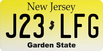 NJ license plate J23LFG