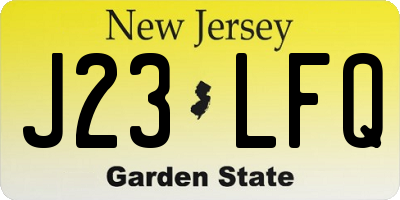 NJ license plate J23LFQ