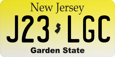 NJ license plate J23LGC