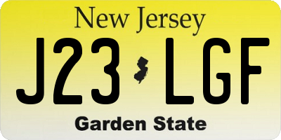 NJ license plate J23LGF