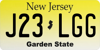 NJ license plate J23LGG