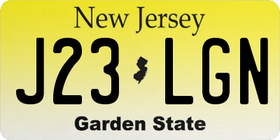 NJ license plate J23LGN