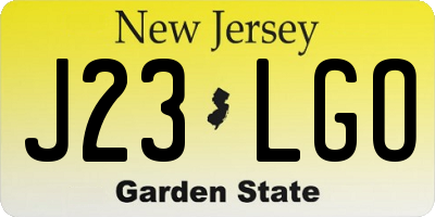 NJ license plate J23LGO
