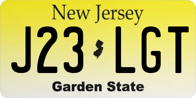 NJ license plate J23LGT