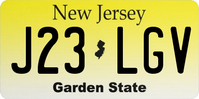 NJ license plate J23LGV