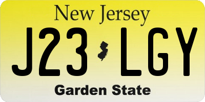 NJ license plate J23LGY