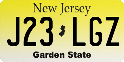 NJ license plate J23LGZ