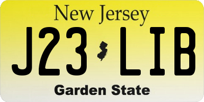 NJ license plate J23LIB