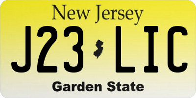 NJ license plate J23LIC
