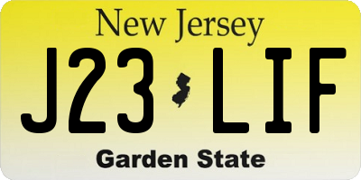 NJ license plate J23LIF