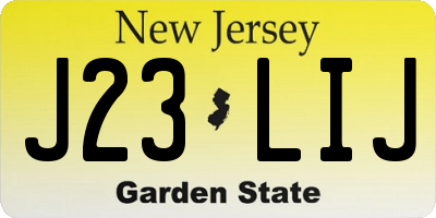 NJ license plate J23LIJ