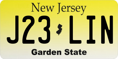 NJ license plate J23LIN