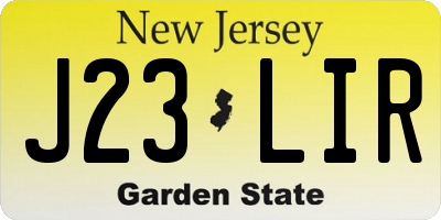 NJ license plate J23LIR