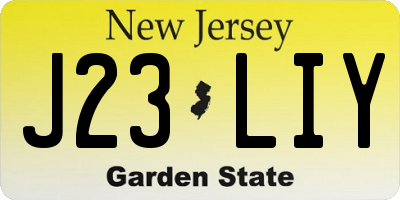 NJ license plate J23LIY