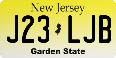 NJ license plate J23LJB