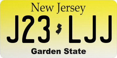 NJ license plate J23LJJ